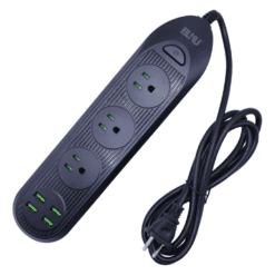 TOMA CORRIENTE DE 4USB & 3 SOCKET 110V NEGRO - Image 1