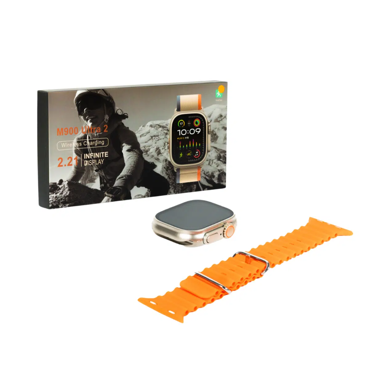 SMARTWATCH 2.02" TFT DORADO C/STRAP NARANJA M900 ULTRA