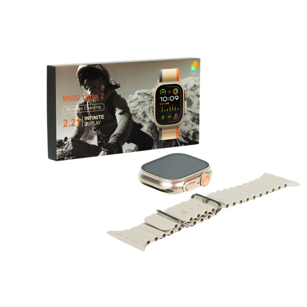 SMARTWATCH 2.02" TFT DORADO C/STRAP BEIGE M900 ULTRA