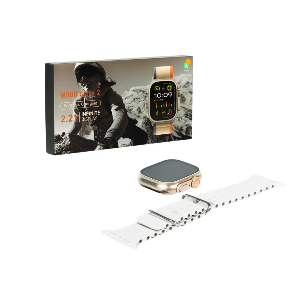 SMARTWATCH 2.02" TFT DORADO C/STRAP BLANCO M900 ULTRA