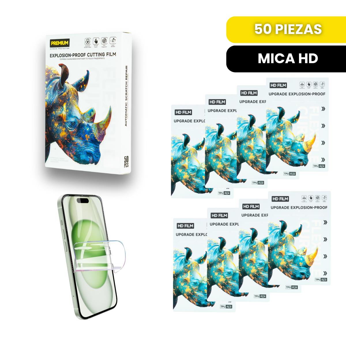 PAQUETE 50 - MICA HIDROGEL HD CLEAR