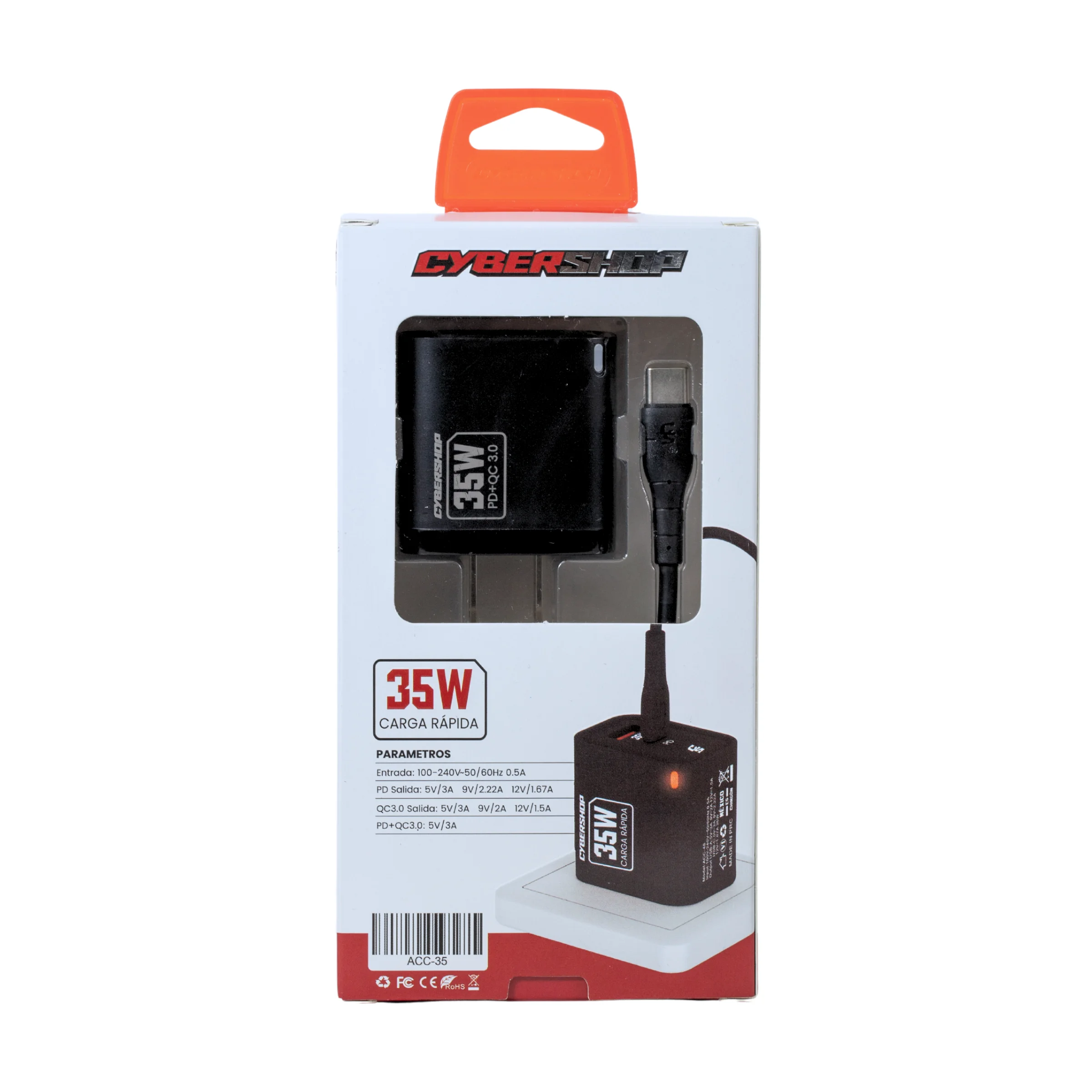 COMBO CARGADOR & CABLE 35W IPH NEGRO CYBERSHOP - Image 4