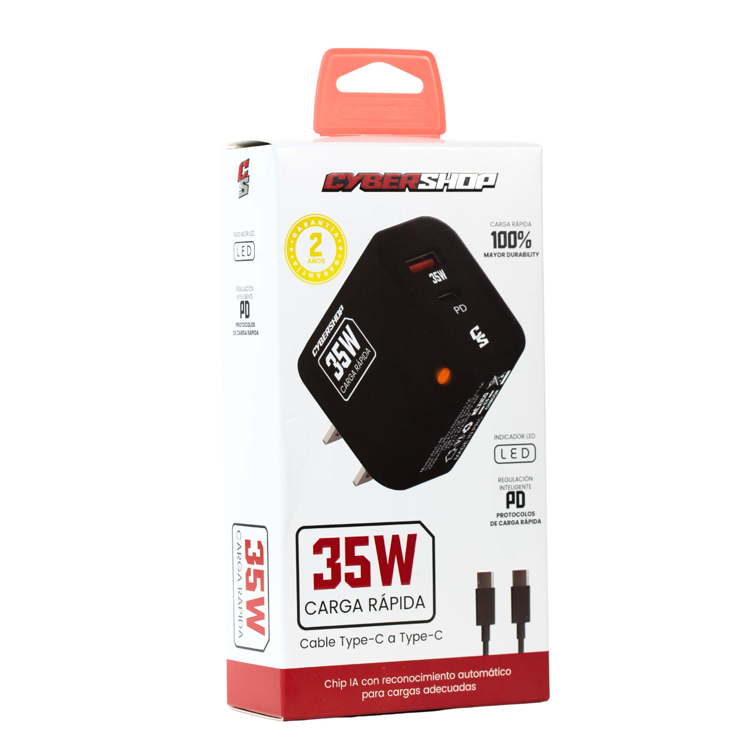 COMBO CARGADOR & CABLE 35W IPH NEGRO CYBERSHOP - Image 5