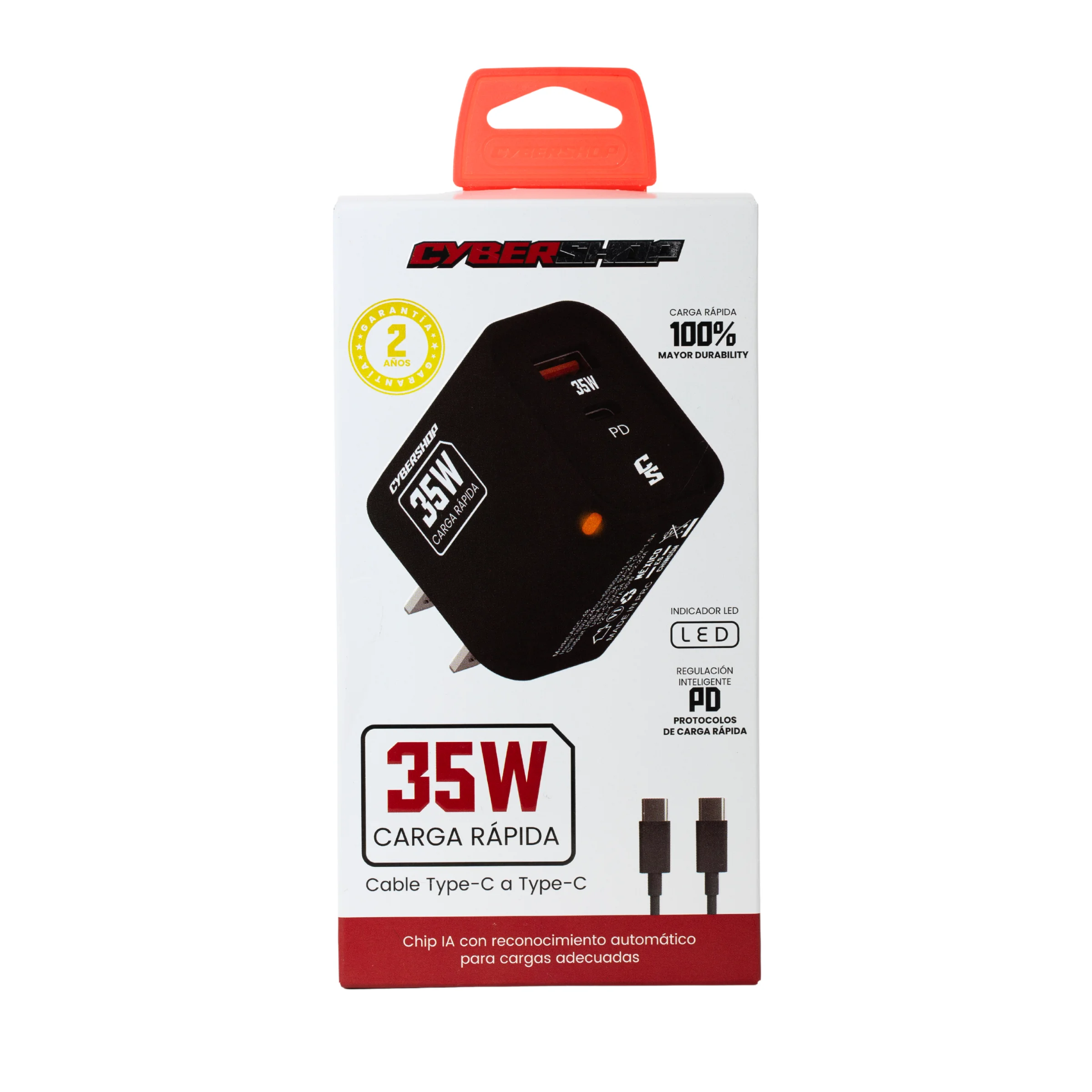 COMBO CARGADOR & CABLE 35W IPH NEGRO CYBERSHOP - Image 6