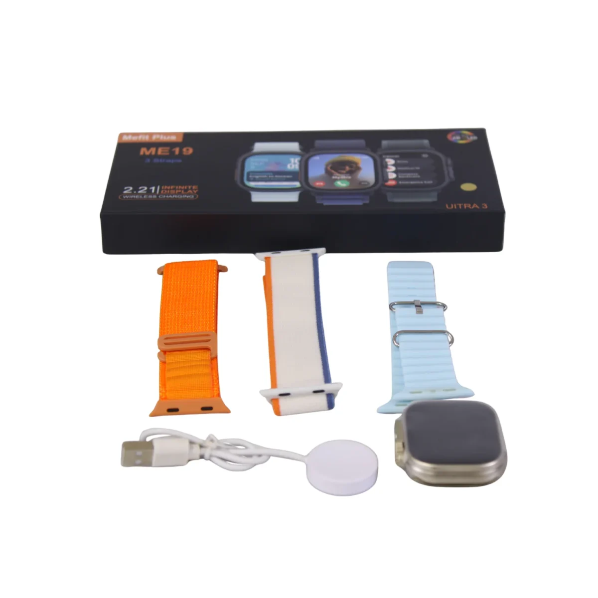 SMARTWATCH 2.02" ULTRA3 C/3 STRAP AZUL/NARANJA/BEIGE ME19