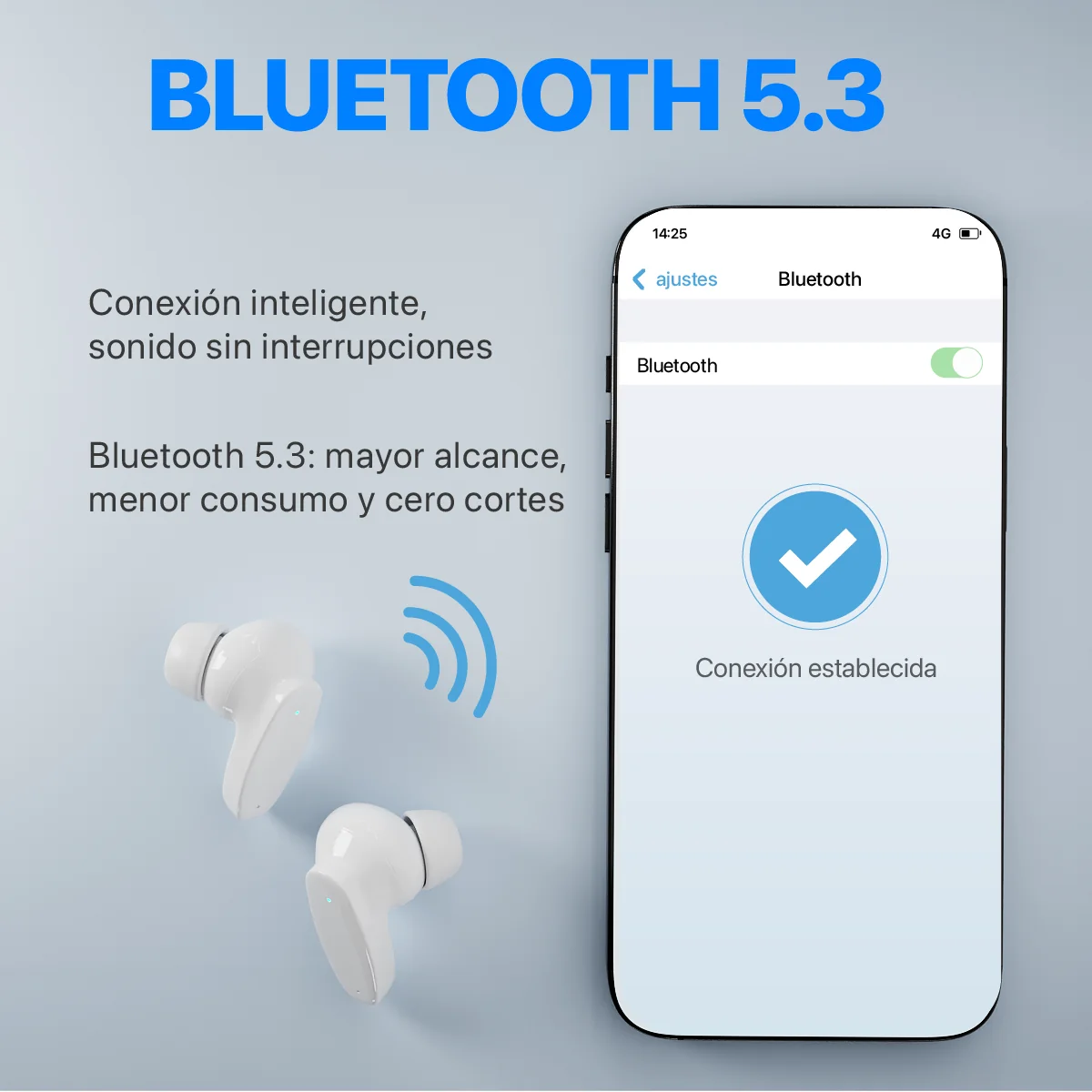 AUDIFONOS INALAMBRICOS CYBERSHOP BLUETOOTH BLANCO MDL-INPOD3 - Image 3